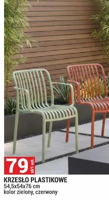 Krzesło plastikowe 54,5x54x76cm kolor zielony promocja w Merkury Market