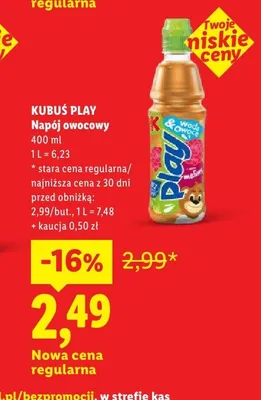 Napój owocowy Kubuś Play promocja w Lidl