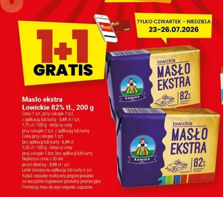 Masło ekstra Łowickie 82% tł. promocja w Twój Market