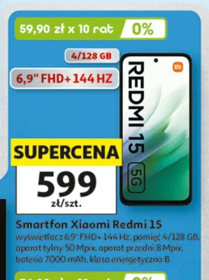 Smartfon Xiaomi Redmi 15 4/128 GB promocja w Auchan