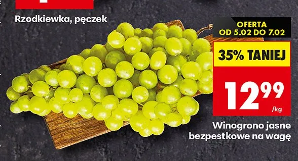 Winogrono jasne bezpestkowe na wagę promocja w Biedronka