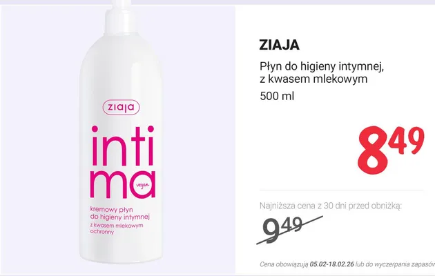 Płyn do higieny intymnej, z kwasem mlekowym promocja w Rossmann