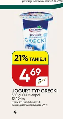 Jogurt typ grecki Mlekpol promocja w Chata Polska