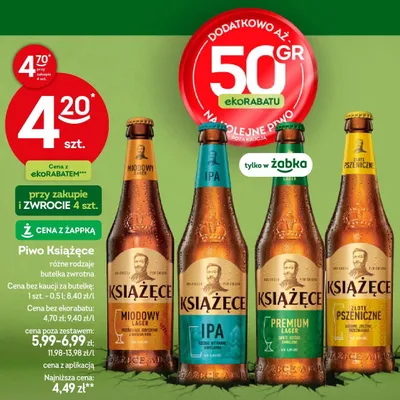 Piwo Książęce Złote Pszeniczne butelka zwrotna promocja w Żabka