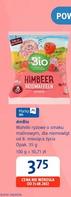 Wafelki ryżowe o smaku malinowym dla niemowląt od 8 miesiąca życia dmBio promocja w Drogerie DM