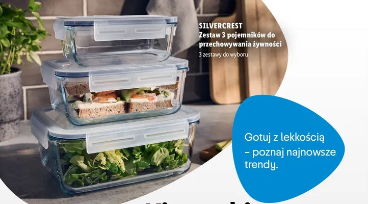 Zestaw 3 pojemników do przechowywania żywności promocja w Lidl