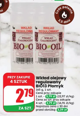 Wkład olejowy regulowany BIO13 Płomyk promocja w Dino