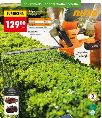 Nożyce akumulatorowe do żywopłotu promocja w Biedronka