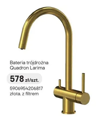 Bateria trójdrożna Quadron Larima złota z filtrem promocja w Castorama