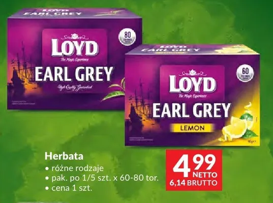 Herbata Loyd Earl Grey różne rodzaje promocja w Makro