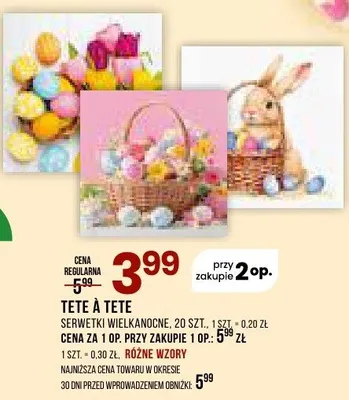 Serwetki wielkanocne, 20 szt. promocja w Drogerie Natura