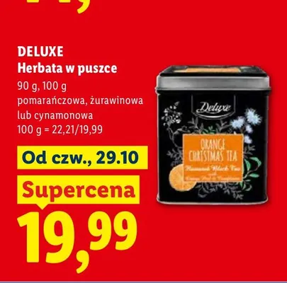 Herbata w puszce pomarańczowa Deluxe promocja w Lidl