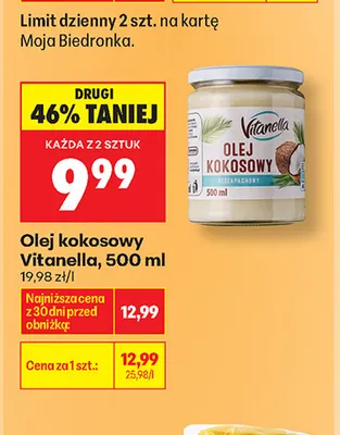 Olej kokosowy Vitanella promocja w Biedronka
