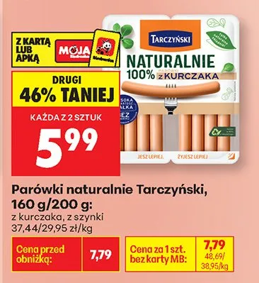 Parówki naturalnie Tarczyński z szynki promocja w Biedronka
