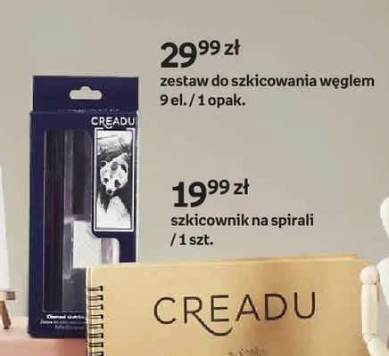 Zestaw do szkicowania węglem Creadu 9 el. promocja w Empik