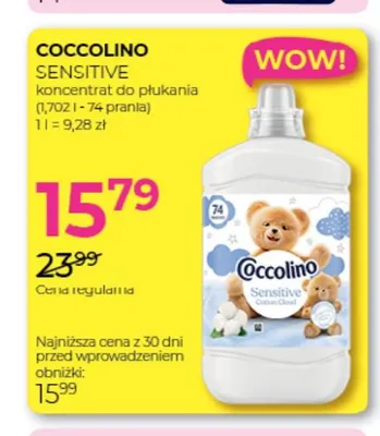 Koncentrat do płukania Sensitive Coccolino promocja w Drogerie Jawa