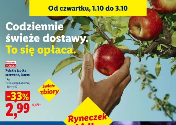 Jabłka czerwone polskie luzem Ryneczek Lidla promocja w Lidl