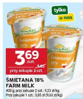 Śmietana 18% promocja w Stokrotka