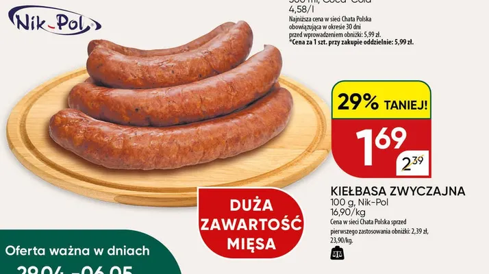 Kiełbasa zwyczajna Nik-Pol promocja w Chata Polska