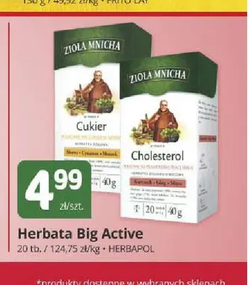 Herbata Zioła Mnicha cukier Big Active promocja w Marketvita