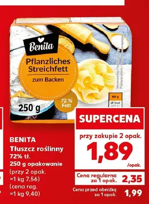 Tłuszcz roślinny 72% tł. Benita promocja w Kaufland