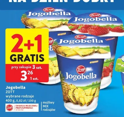 Jogurt Jogobella Zott wybrane rodzaje promocja w Intermarche