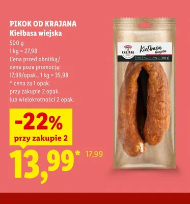 Kiełbasa wiejska Pikok Od Krajana promocja w Lidl