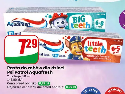 Pasta do zębów dla dzieci Aquafresh Little Teeth promocja w Dino