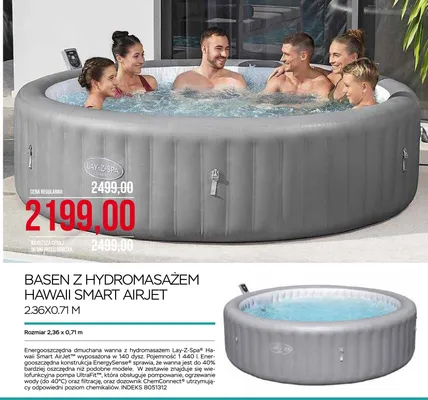 Basen z hydromasażem Hawaii Smart AirJet 2,36x0,71m promocja w Abra Meble