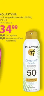 Sucha mgiełka do ciała Kolastyna Coconut Paradise SPF50 promocja w Hebe