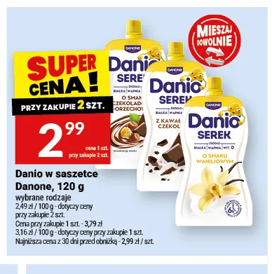 Danio w saszetce Danone o smaku waniliowym promocja w Twój Market