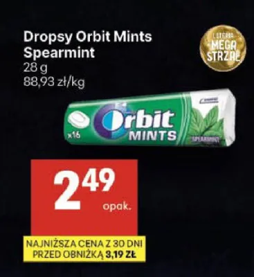 Dropsy Orbit Mints Spearmint promocja w Delikatesy Centrum