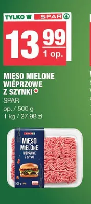 Mięso mielone wieprzowe z szynki Spar promocja w SPAR