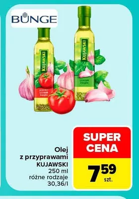 Olej rzepakowy z przyprawami Kujawski pomidor czosnek bazylia promocja w Carrefour Market