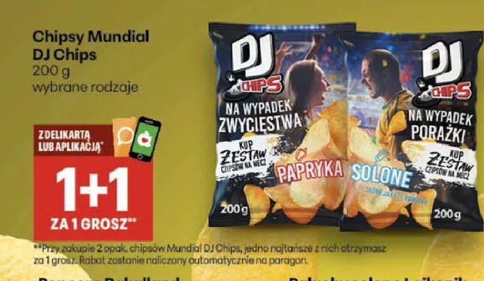 Chipsy DJ Chips Papryka promocja w Delikatesy Centrum