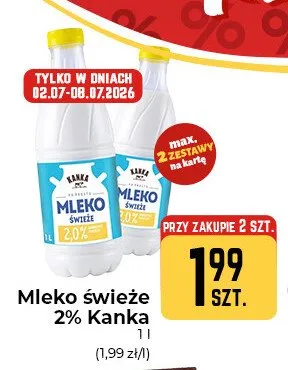 Mleko świeże 2% Kanka promocja w Społem Częstochowa