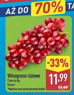 Winogrono różowe klasa I promocja w Aldi