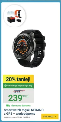 Smartwatch męski Nexano z Gps wodoodporny promocja w ERLI