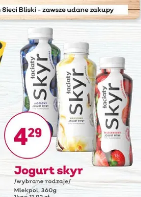 Jogurt pitny skyr jagodowy Łaciate promocja w Bliski