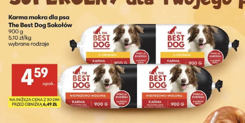 Karma mokra dla psa z drobiem The Best Dog promocja w Delikatesy Centrum