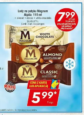 Lody na patyku Magnum Algida almond promocja w LEWIATAN