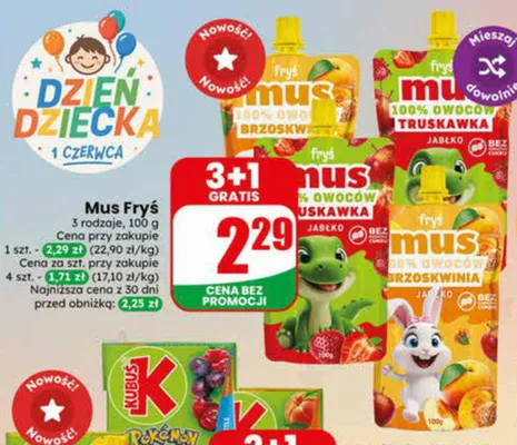 Mus Fryś Brzoskwinia Jabłko promocja w Dino