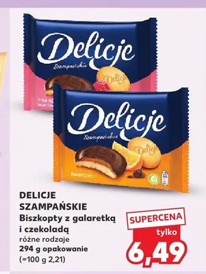 Biszkopty z galaretką i czekoladą Delicje Szampańskie wiśniowe promocja w Kaufland