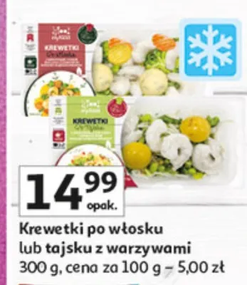 Krevetki po włosku lub łajskie z warzywami promocja w Auchan