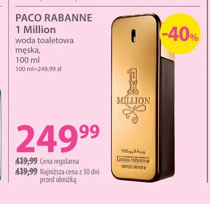 Woda toaletowa męska 1 Million Paco Rabanne promocja w Hebe