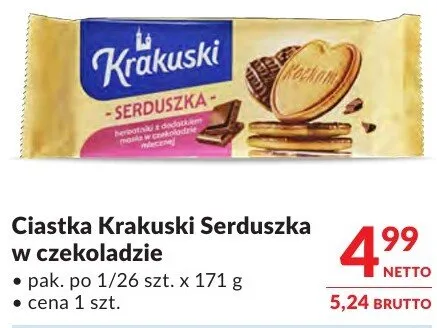 Ciastka Krakuski Serduszka w czekoladzie promocja w Makro