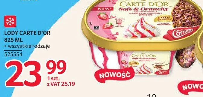 Lody Carte d'Or 825 ml promocja w Selgros