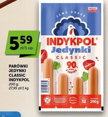 Parówki Jedynki Classic Indykpol promocja w Groszek