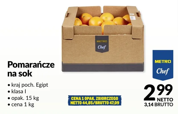 Pomarańcze na sok Metro Chef promocja w Makro