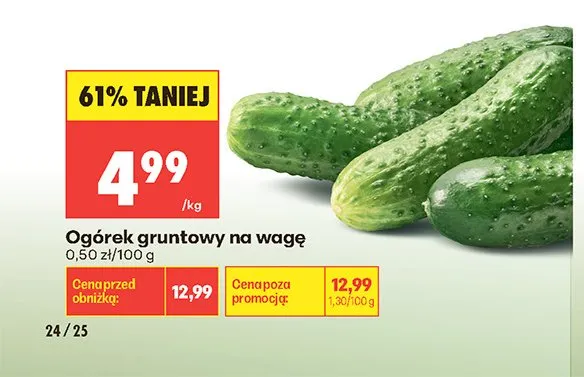Ogórek gruntowy na wagę promocja w Biedronka